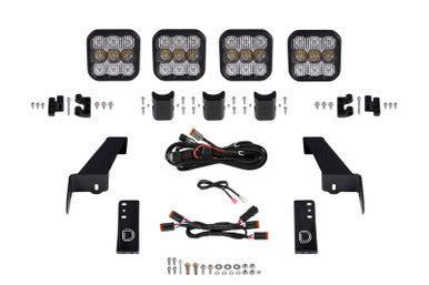 Diode Dynamics Jeep JL SS5 4-Pod CrossLink Grille Lightbar Kit Pro - White Combo - DD7268