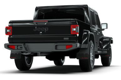 Rally Armor 19-25 Jeep Gladiator JT (Incl. Overland/Sport/Sport S) Black Mud Flap w/Red Logo - MF84-BLK-RD