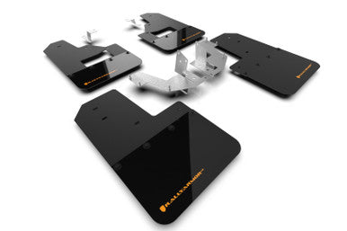 Rally Armor 21-25 Ford Bronco (Plstc Bmpr + RB - NO Rptr/Sprt) Blk Mud Flap w/Cy Orange Logo - MF85-RB-PL-COR