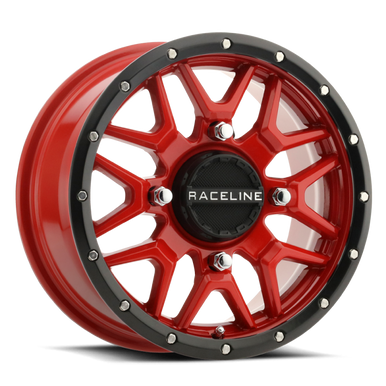 Raceline A94R Krank 14x7in / 4x110 BP / 10mm Offset / 83.8mm Bore - Red & Black Lip Wheel - A94R-47011+10