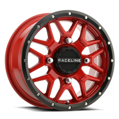 Raceline A94R Krank 14x7in / 4x137 BP / 10mm Offset / 110.18mm Bore - Red & Black Lip Wheel - A94R-47037+10