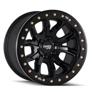 Dirty Life 9303 DT-1 17x9 / 5x127 BP / -38mm Offset / 78.1mm Hub Matte Black Wheel - Beadlock - 9303-7973MB38