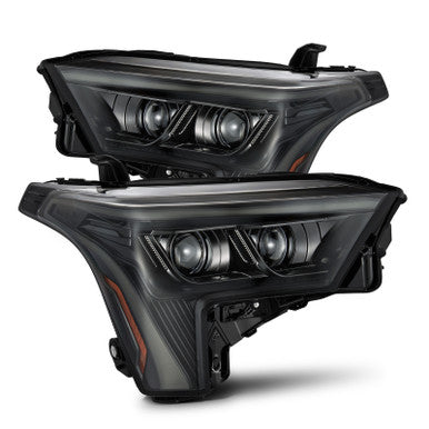AlphaRex 22-23 Toyota Tundra LUXX-Series Headlights Alpha-Black w/Amber DRL - Req 810029 OR 810030 - 880873