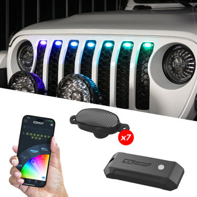 XK Glow XKmax Pre-Runner Style RGBW LED Grill Pods - 7pc - MX-GPOD-7