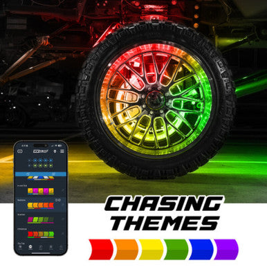XKGlow XKmax 15in LED Ultra 3-Row Wheel Ring Light Kit w/RGBW Color Chasing App Control - MX-WHEEL-KITD