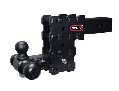 Gen-Y Phantom-X 2.5in Solid Shank 5in Drop 1.6K TW 16K Hitch w/GH-052 Tri-Ball Mount - GH-2433X