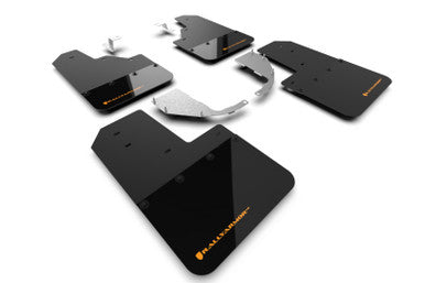 Rally Armor 21-23 Ford Bronco (Steel Bmpr - NO Rptr/Sprt - NO RR/RB) Blk Mud Flap w/Cy Orange Logo - MF85-NO-ST-COR