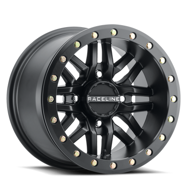Raceline A91B Ryno 14x7in / 4x156 BP / 10mm Offset / 132.5mm Bore - Satin Black Beadlock Wheel - A91B-47056-52