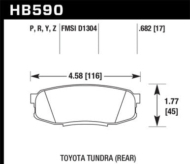 Hawk 2019 Toyota Tundra/2019 Lexus NX300 HP Plus Brake Pad Set - HB590N.682