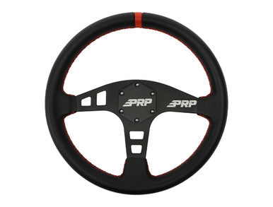 PRP Flat Leather Steering Wheel - Red - G152