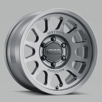 Method MR703 17x8.5 0mm Offset 5x5 71.5mm CB Gloss Titanium Wheel - MR70378550800