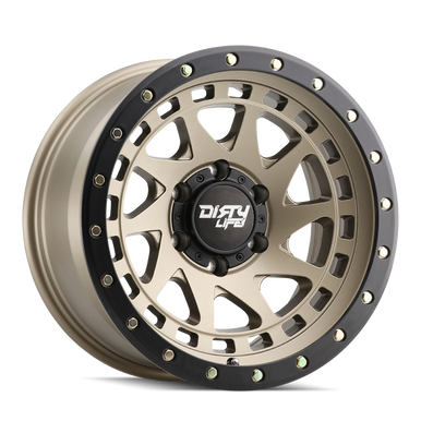 Dirty Life 9311 Enigma Pro 17x9/5x127 BP/-12mm Offset/71.5mm Hub Satin Gold Wheel - Beadlock - 9311-7973MGD12