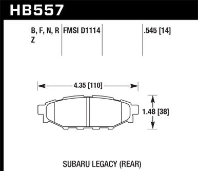 HPS Disc Brake Pad; 0.545 Thickness; - HB557F.545