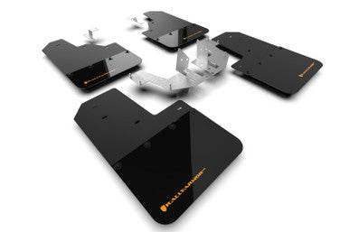 Rally Armor 2021+ Ford Bronco (Plstc Bmpr - NO Rptr/Sprt - NO RR/RB) Blk Mud Flap w/Cy Orange Logo - MF85-NO-PL-COR