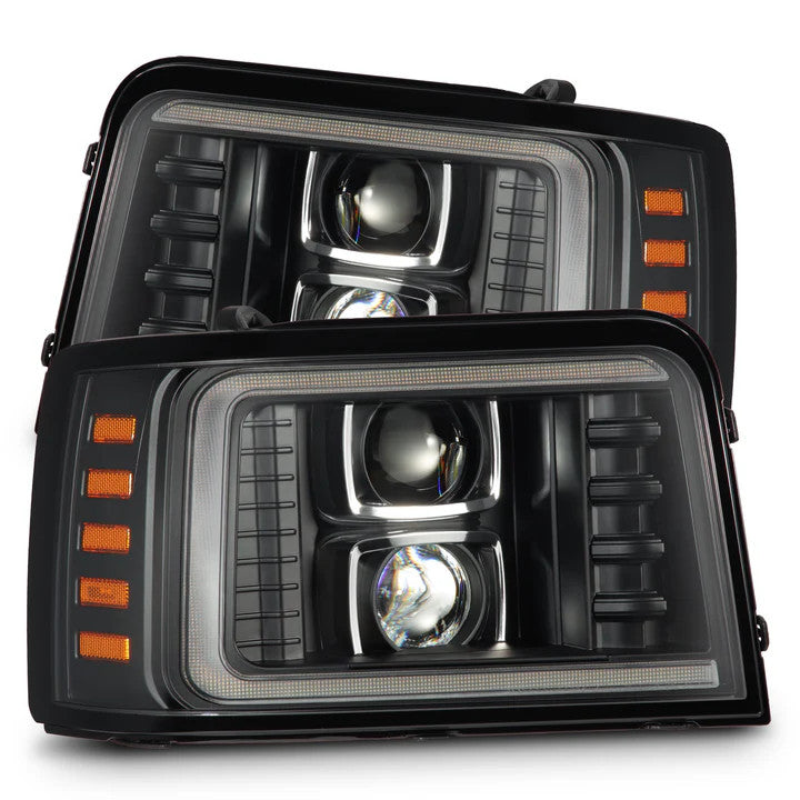 AlphaRex 92-96 Ford F-Series/Bronco LUXX-Series Proj Headlights Blk w/Actv Light SeqSig & SBDRL - 880268