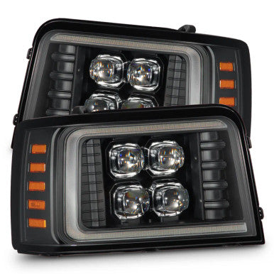 AlphaRex 92-96 Ford F-Series/Bronco NOVA-Series LED Proj Headlight Bk w/Actv Light SeqSig & SBDRL - 880299