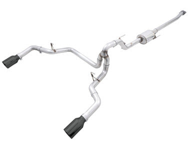 AWE Tuning 0FG 21+ Ford F150 Dual Split Rear Cat-Back Exhaust- 5in Diamond Black Tips - 3015-33119