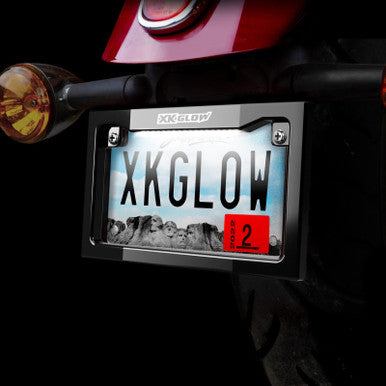 XK Glow Motorcycle License Plate Frame Light w/ White LED - Black - XK034019-B