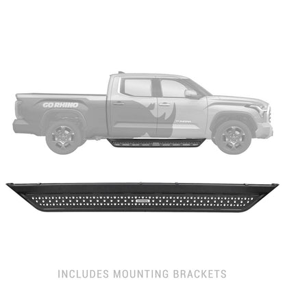 Go Rhino 2022 Toyota Tundra Crew Max Dominator Extreme D6 SideSteps Complete Kit w/SideStep + Brkts - D64436T - Installed, side view