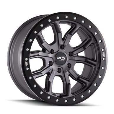 Dirty Life 9303 DT-1 17x9/5x114.3 BP/-12mm Offset/72.6mm Hub Matte Gunmetal Wheel - Beadlock - 9303-7965MGT12