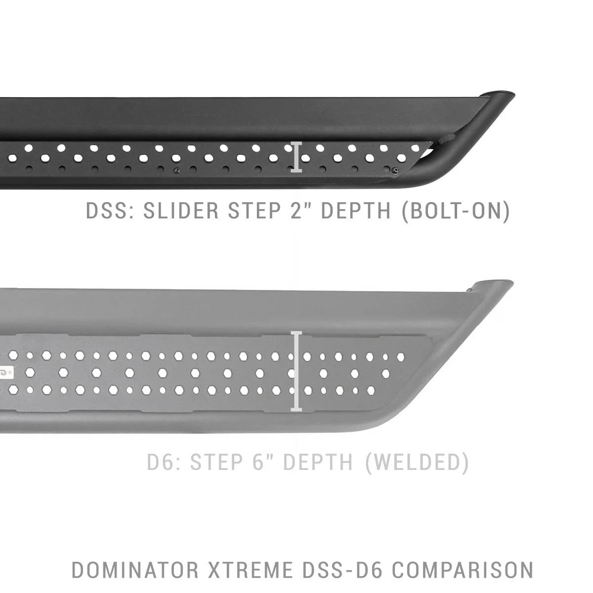 Go Rhino 05-20 Toyota Tacoma Dominator Extreme DSS SideSteps Complete Kit w/SideStep + Brkts- Details/Dimensions