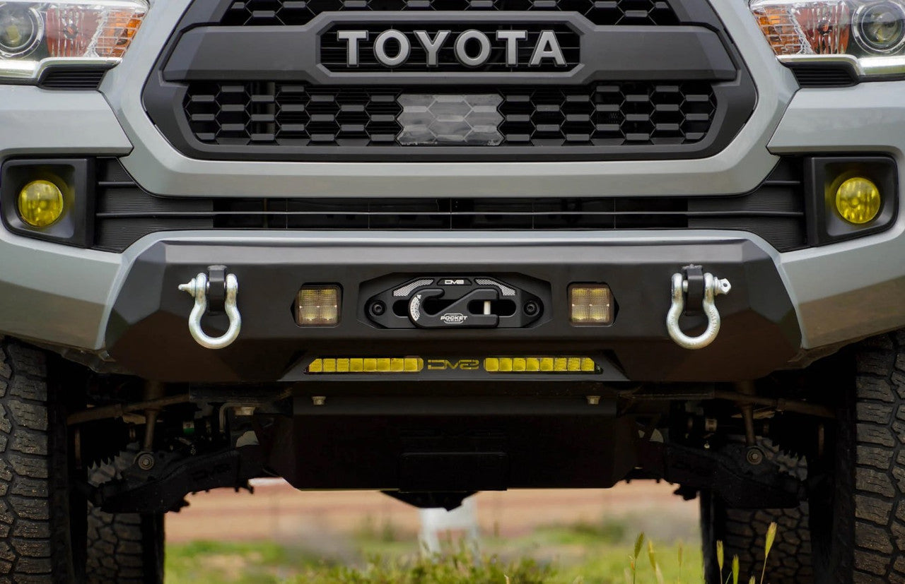 DV8 Center Mount Winch Front Bumper For 2016-23 Toyota Tacoma - Installed
