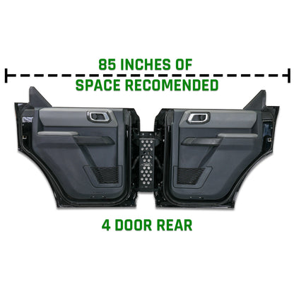 IAG EZ-Guide Door Storage System 21+ Bronco Rear 4 Door Install Dimensions