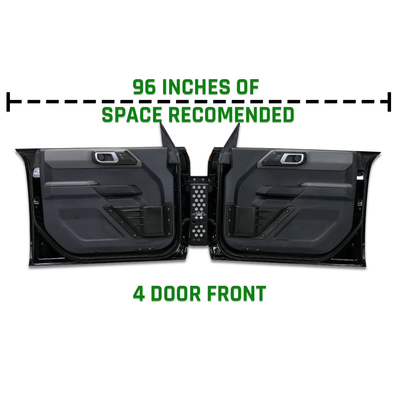 IAG EZ-Guide Door Storage System 21+ Bronco Front 4 Door Install Dimensions
