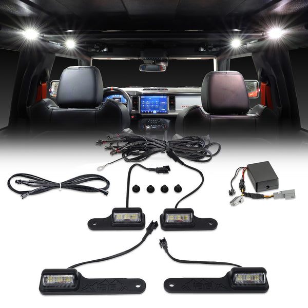 IAG 4pc Interior LED Dome Light Kit V2 With Harness For 2021+ Ford Bronco