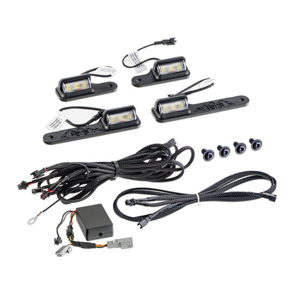 IAG 4pc Interior LED Dome Light Kit V2 With Harness For 2021+ Ford Bronco - Parts Layout with Wiring