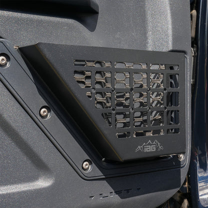 IAG Front Door Bin Black Steel Molle 2021+ Ford Bronco - Drivers Side Installed