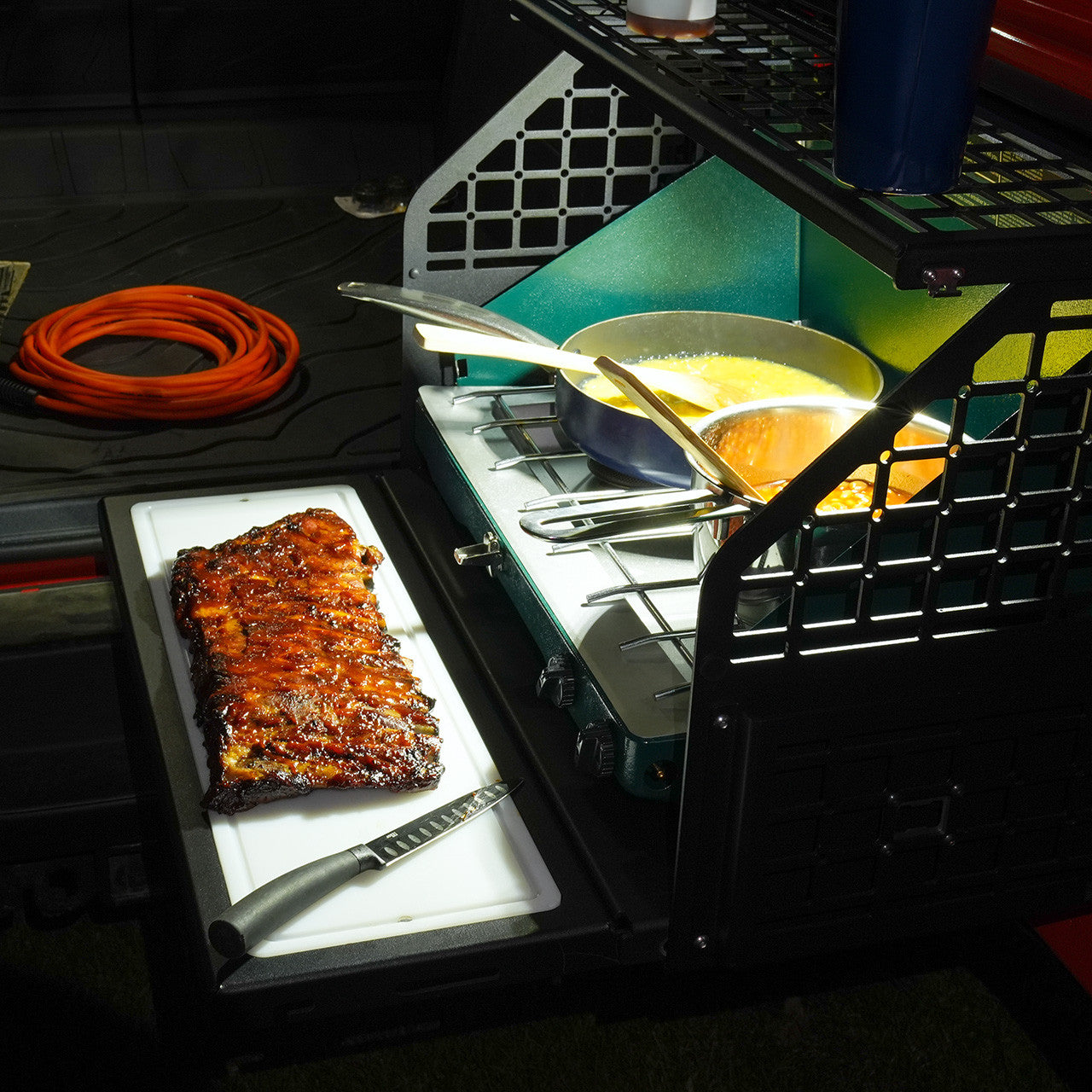 IAG Multilevel Tailgate Table with Cutting Board for 2021+ Ford Bronco - Optional Light 2