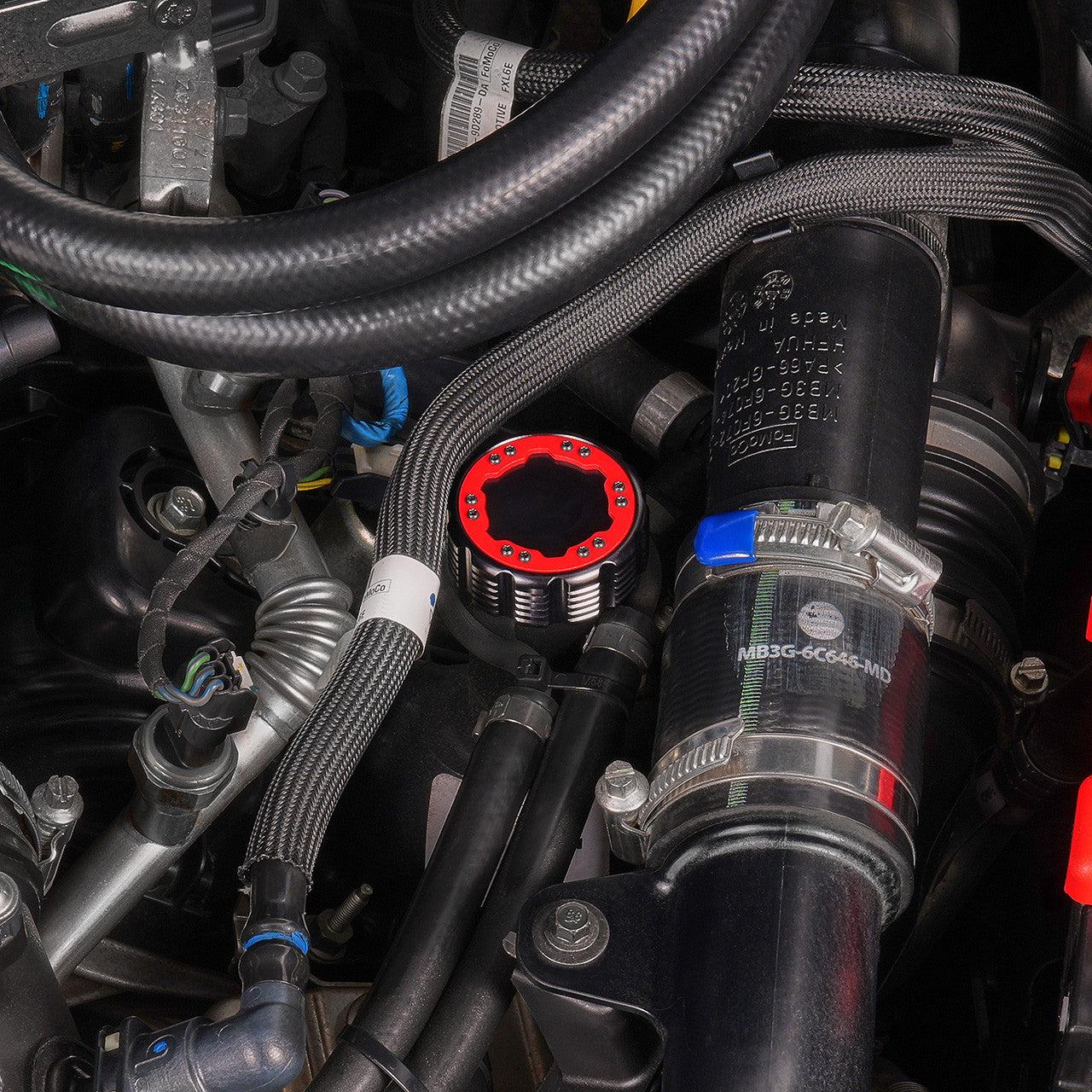 IAG Off-Road Beadlock Oil Cap For 2021+ Ford Bronco, 15+ F-150, 19+ Ranger - Red Installed No Symbol