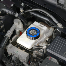 IAG-Off-Road Beadlock Brake Master Cylinder Cap For 2021+ Ford Bronco, 19+ Ranger - Blue Emblem with Symbol Installed Close-up 