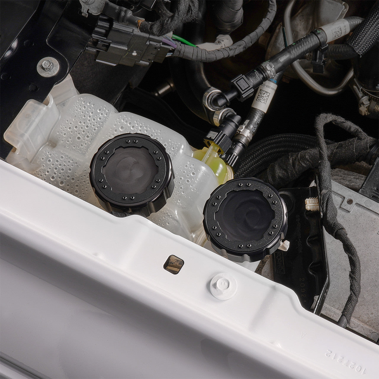 IAG Off-Road Beadlock Coolant Cap For 2021+ Ford Bronco, 15+ F-150, 19+ Ranger - Black Installed without Emblems
