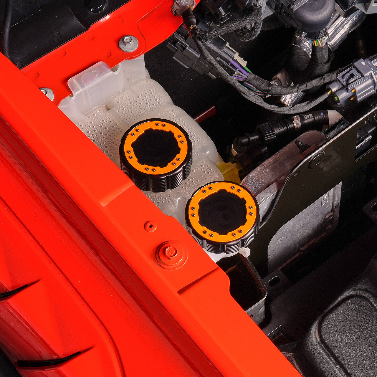 IAG Off-Road Beadlock Coolant Cap For 2021+ Ford Bronco, 15+ F-150, 19+ Ranger - Ornage Installed without Emblems