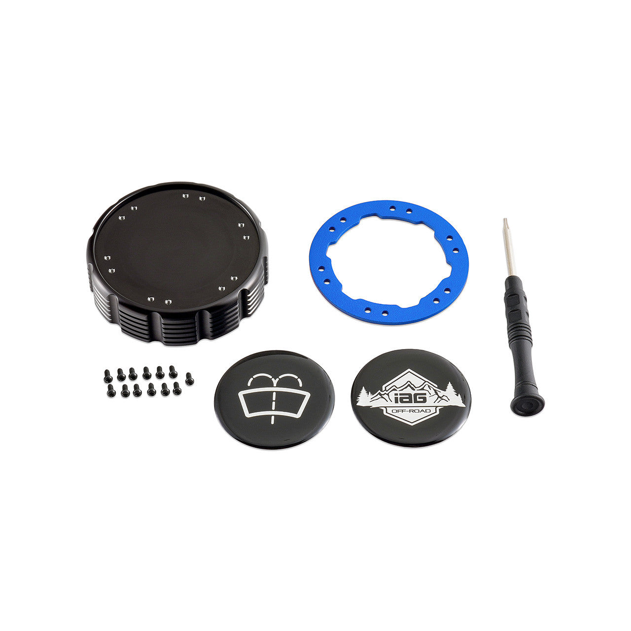 IAG Off-Road Beadlock Washer Fluid Cap For 2021+ Ford Bronco, 24+ Ranger - Product Contents Layout