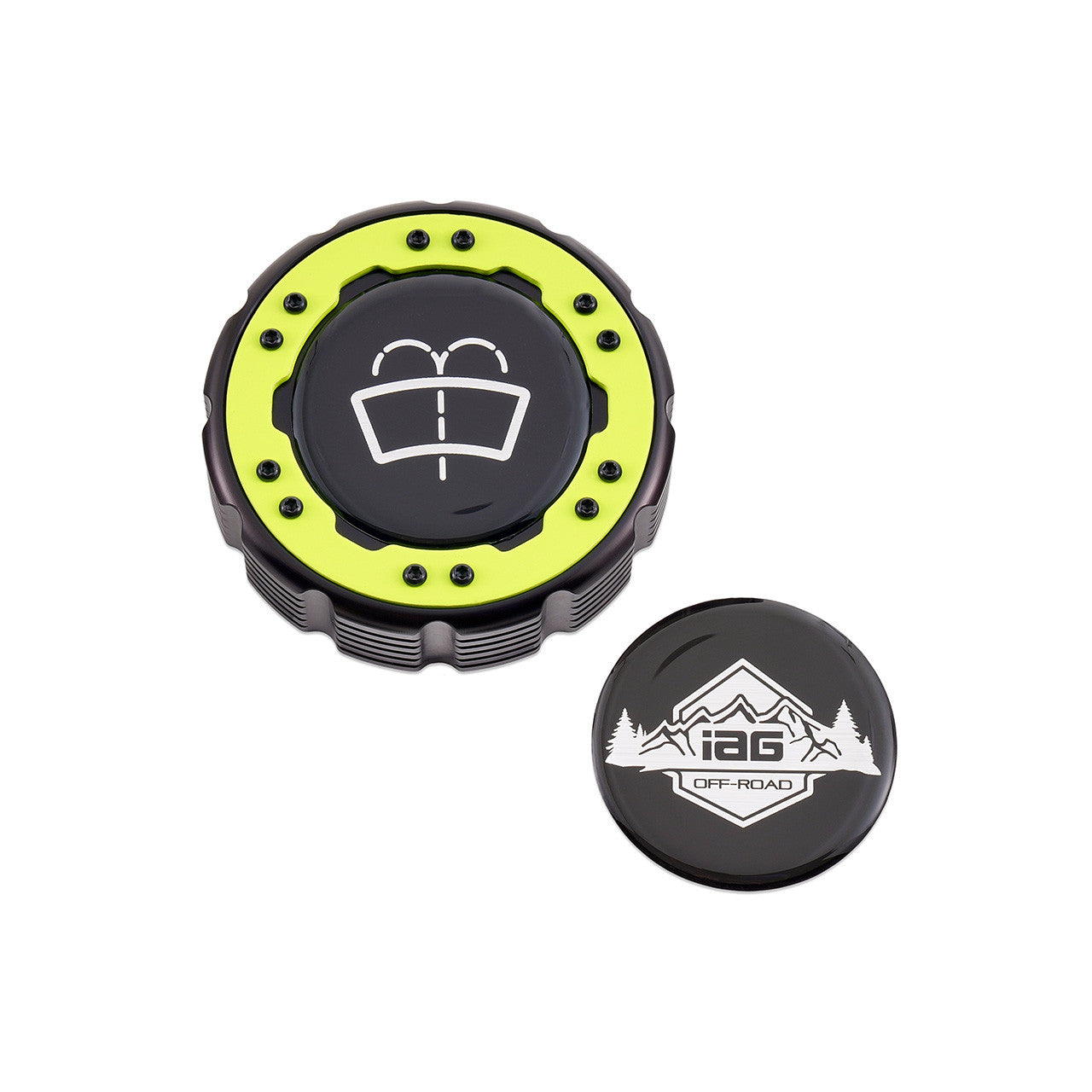IAG Off-Road Beadlock Washer Fluid Cap For 2021+ Ford Bronco, 24+ Ranger - Neon Yellow