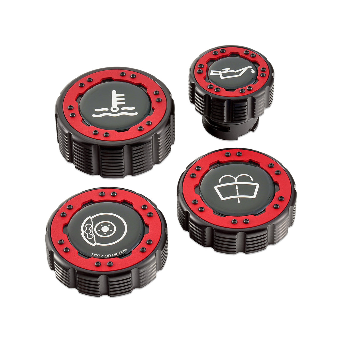 IAG Off-Road Beadlock Cap Kit for 2021+ Ford Bronco, 2024+ Ranger, 22+ Maverick - Red with Emblem