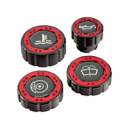 IAG Off-Road Beadlock Cap Kit for 2021+ Ford Bronco, 2024+ Ranger, 22+ Maverick - Red with Emblem