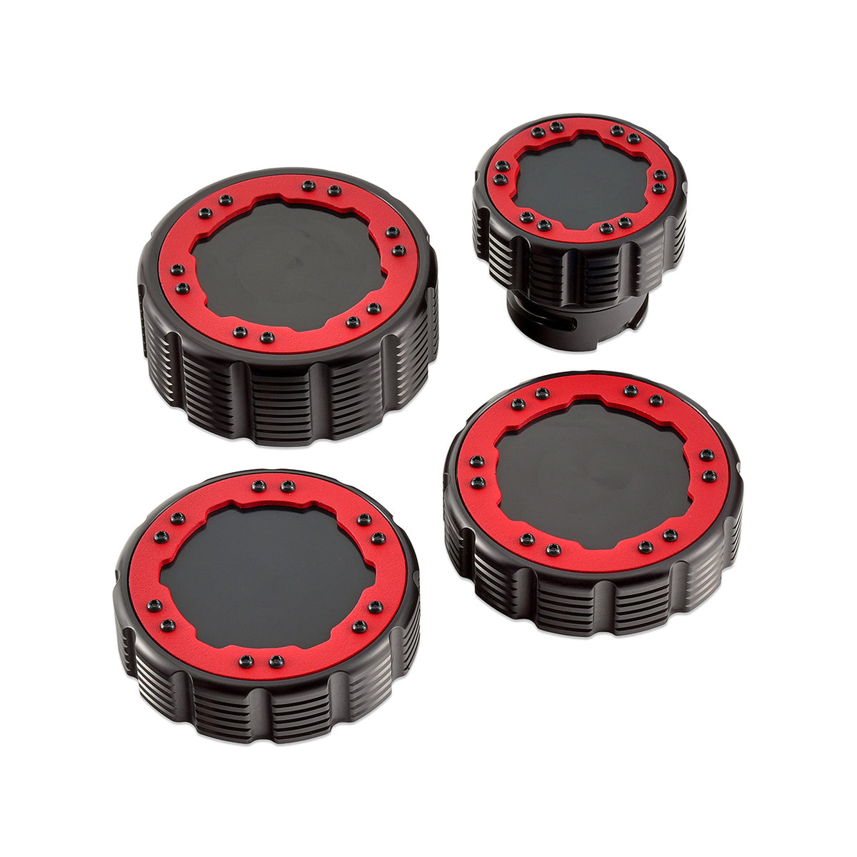 IAG Off-Road Beadlock Cap Kit for 2021+ Ford Bronco, 2024+ Ranger, 22+ Maverick - Red without Emblem