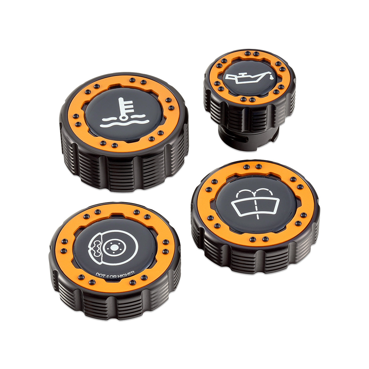 IAG Off-Road Beadlock Cap Kit for 2021+ Ford Bronco, 2024+ Ranger, 22+ Maverick - Orange with Emblem