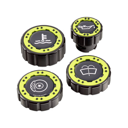 IAG Off-Road Beadlock Cap Kit for 2021+ Ford Bronco, 2024+ Ranger, 22+ Maverick - Neon Yellow with Emblem