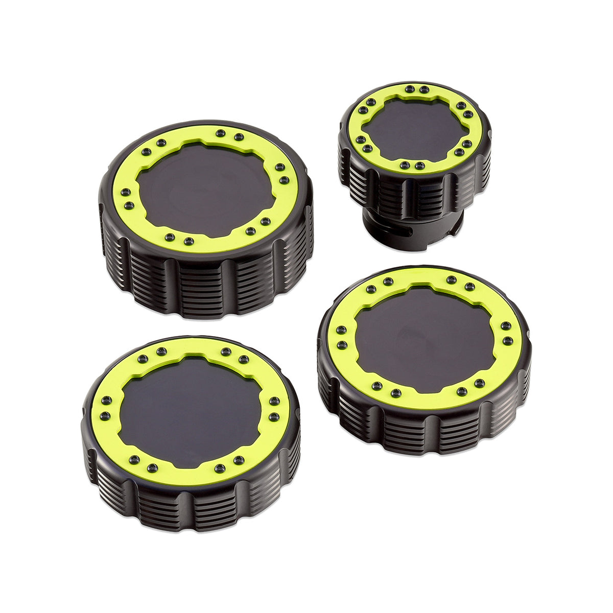 IAG Off-Road Beadlock Cap Kit for 2021+ Ford Bronco, 2024+ Ranger, 22+ Maverick - Neon Yellow without Emblem