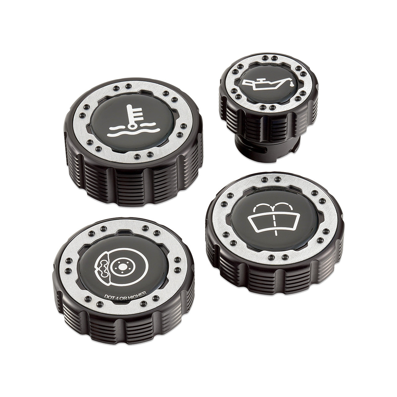 IAG Off-Road Beadlock Cap Kit for 2021+ Ford Bronco, 2024+ Ranger, 22+ Maverick - Aluminum with Emblem