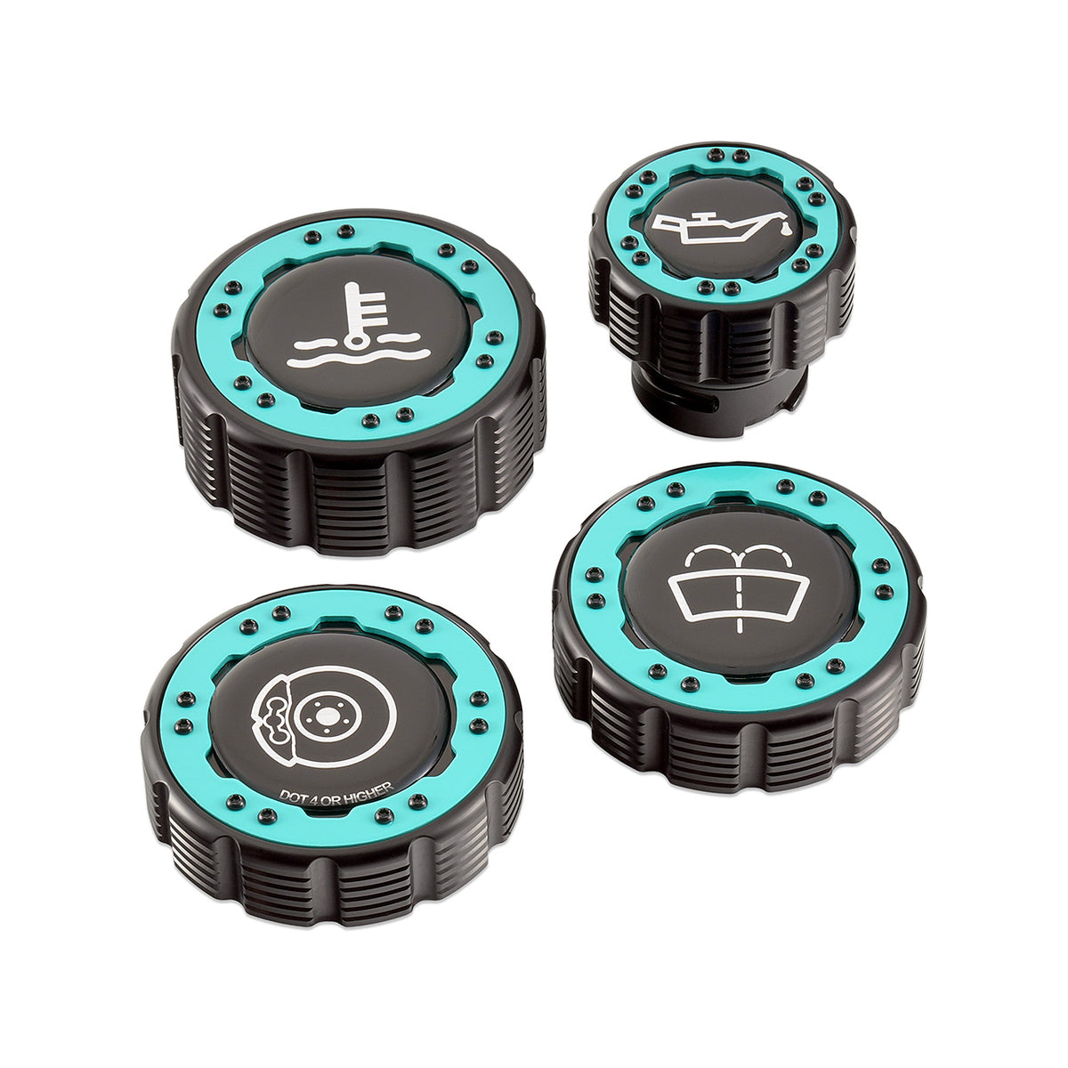 IAG Off-Road Beadlock Cap Kit for 2021+ Ford Bronco, 2024+ Ranger, 22+ Maverick - Teal with Emblem