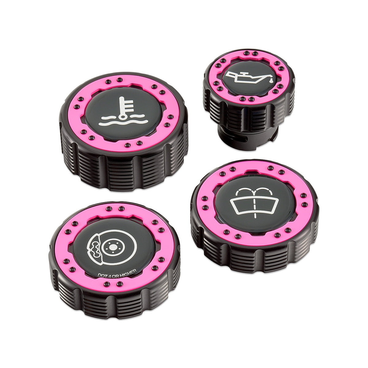 IAG Off-Road Beadlock Cap Kit for 2021+ Ford Bronco, 2024+ Ranger, 22+ Maverick - Pink with Emblem