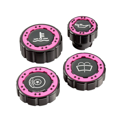 IAG Off-Road Beadlock Cap Kit for 2021+ Ford Bronco, 2024+ Ranger, 22+ Maverick - Pink with Emblem