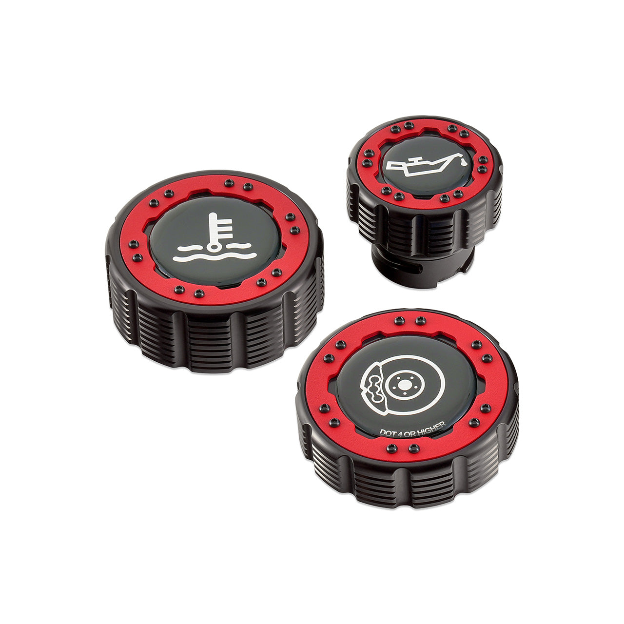 IAG-ACC-F1097BKRD - IAG Beadlock Cap Kit 15+ Ford F-150 & 17+ F-150 Raptor - Red with Emblem