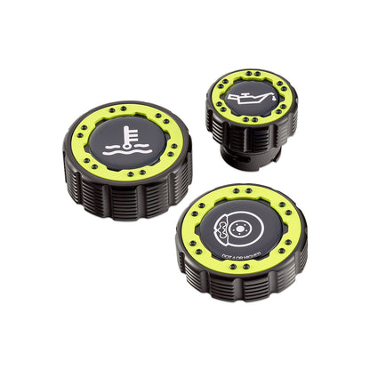 IAG-ACC-F1097BKNY - IAG Beadlock Cap Kit 15+ Ford F-150 & 17+ F-150 Raptor - Neon Yellow with Emblem